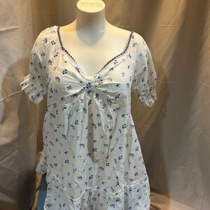 Simply Southern White and Blue Floral Top